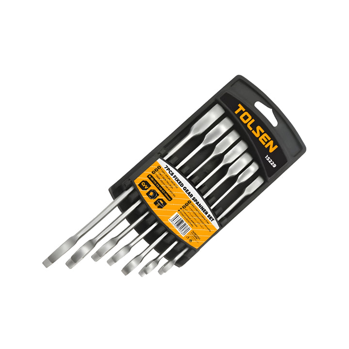 7PCS FIXED HEAD COMBINATION RATCHET SPANNER SET