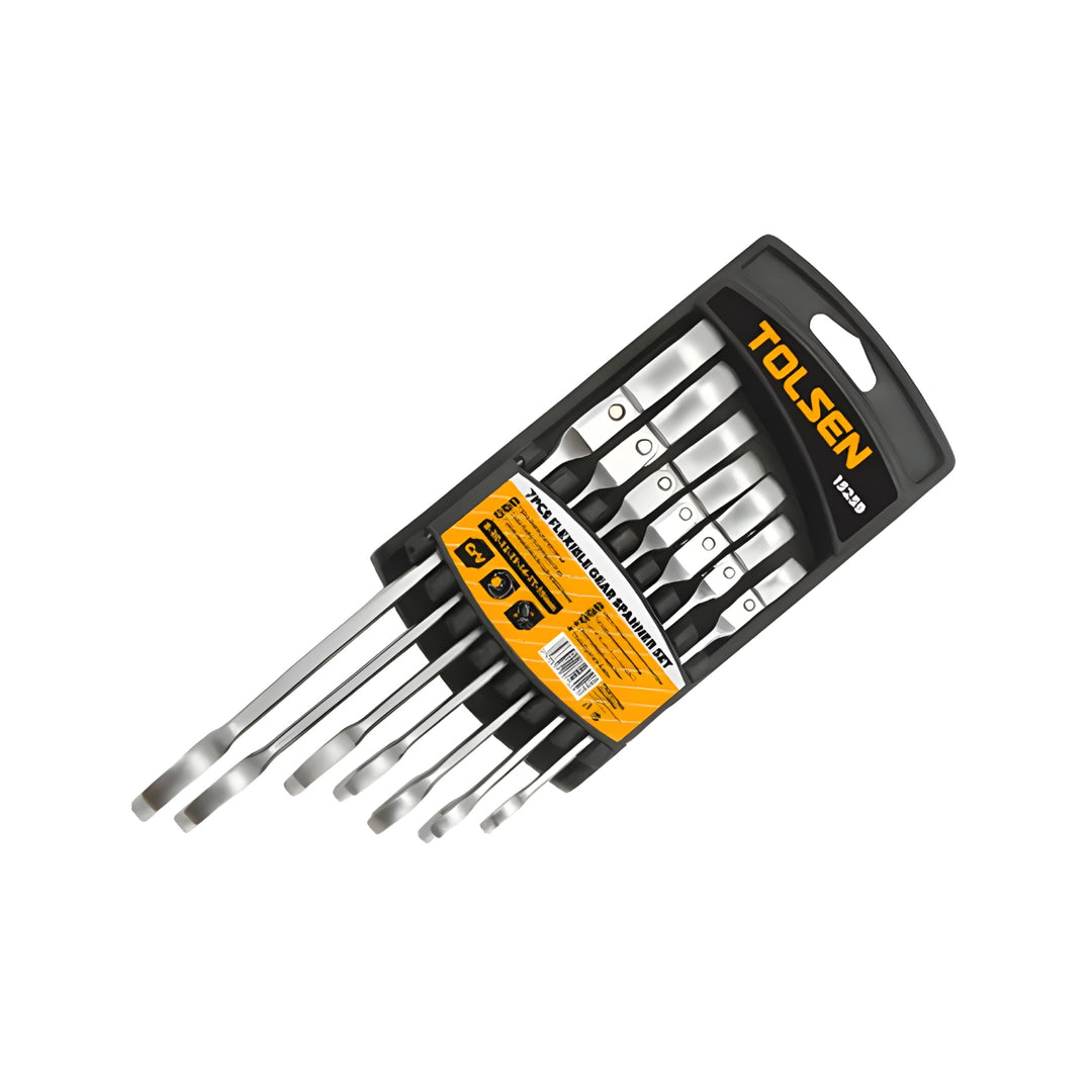 7PCS FLEXIBLE HEAD COMBINATION RATCHET SPANNER SET